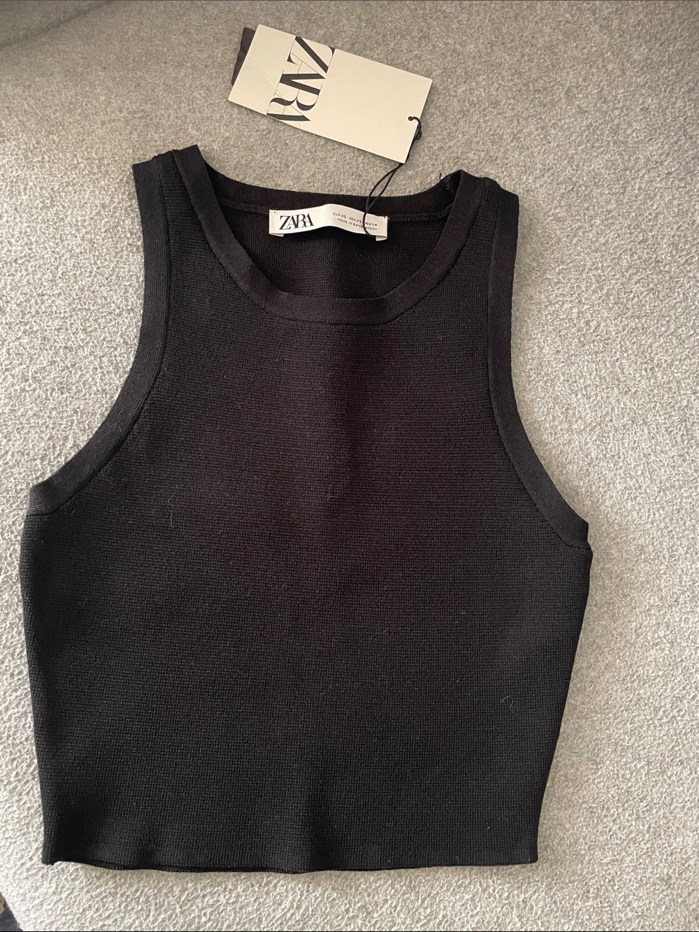 Zara Black Ribbed Sleeveless Knit Tank